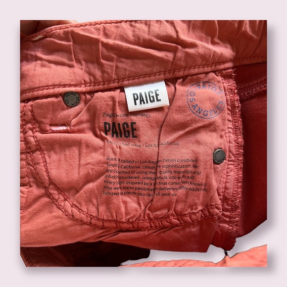 👖PAIGE Jeans Orange Ankle Zip Skinny Jeans with patches - Picture 7 of 7